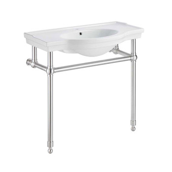 ANZZI Viola 34.5" Console Sink In Brushed Nickel with Ceramic Counter Top - CS-FGC003-BN