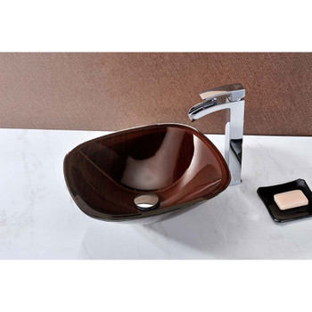 ANZZI Vonu Series Deco-Glass Vessel Sink In Rich Timber - LS-AZ8114