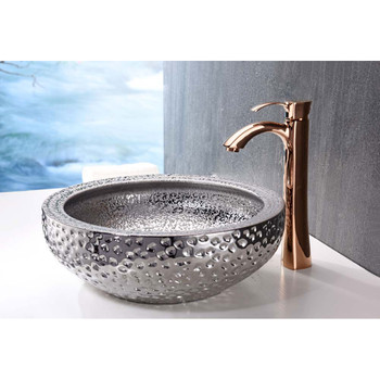 ANZZI Levi Series Vessel Sink In Speckled Silver - LS-AZ8200