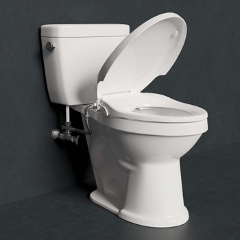 ANZZI Hal Series Non-Electric Bidet Seat For Elongated Toilet In White with Dual Nozzle -  Built-In Side Lever and Soft Close