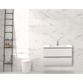 ANZZI Conques 30 In W x 20 In H x 18 In D Bath Vanity In Rich White with Cultured Marble Vanity Top In White with White Basin - VT-CT30-WH