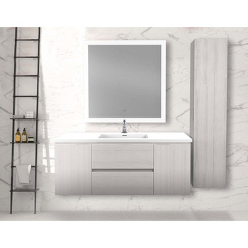 ANZZI 48" W x 20" H x 18" D Bath Vanity Set In Rich White with Vanity Top In White with White Basin And Mirror - VT-MR4SCCT48-WH