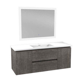 ANZZI 48 In W x 20 In H x 18 In D Bath Vanity In Rich Grey with Cultured Marble Vanity Top In White with White Basin & Mirror - VT-MRCT48-GY