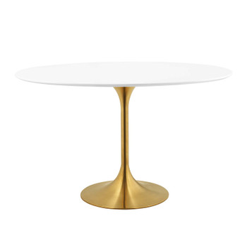 Modway Lippa 48" Oval Wood Dining Table EEI-3215-GLD-WHI Gold White
