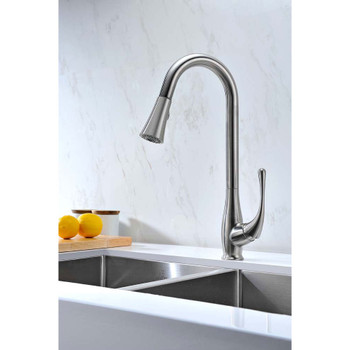 ANZZI Singer Series Single-Handle Pull-Down Sprayer Kitchen Faucet In Brushed Nickel - KF-AZ042