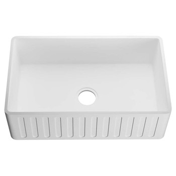 ANZZI Roine Farmhouse Reversible Apron Front Solid Surface 30" Single Basin Kitchen Sink In White - K-AZ225-1A