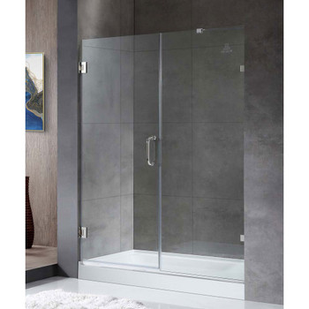 ANZZI Maverick Series 60" By 72" Frameless Hinged Alcove Shower Door In Polished Chrome with Handle - SDR-AZ8073-01CH