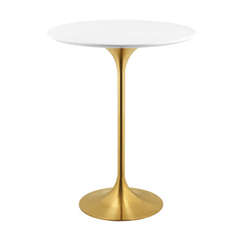 Modway Lippa 28" Wood Top Bar Table EEI-3262-GLD-WHI Gold White