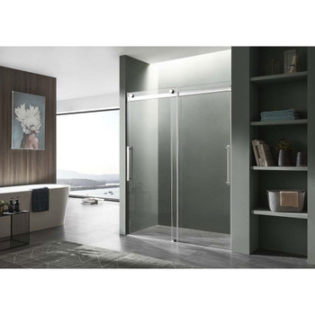 ANZZI Stellar Series 60" x 76" Frameless Sliding Shower Door with Handle In Chrome - SD-FRLS05902CH