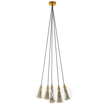 Modway Peak Brass Cone And Glass Globe Cluster Pendant Light Chandelier EEI-3276