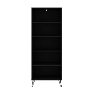 Manhattan Comfort 132GMC2 Rockefeller Bookcase 3.0 with 5 Shelves and Metal Legs in Black