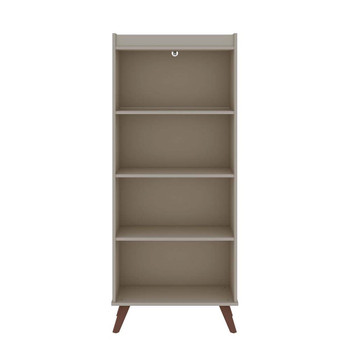 Manhattan Comfort 12PMC6 Hampton 4-Tier Bookcase with Solid Wood Legs in Off White