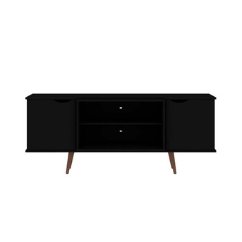 Manhattan Comfort 17PMC70 Hampton 62.99 TV Stand with 4 Shelves and Solid Wood Legs in Black