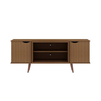 Manhattan Comfort 17PMC5 Hampton 62.99 TV Stand with 4 Shelves and Solid Wood Legs in Maple Cream