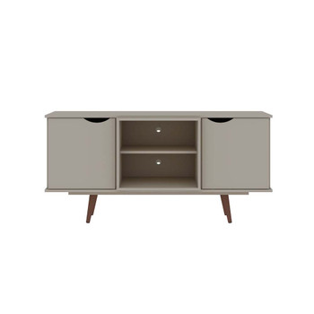 Manhattan Comfort 18PMC6 Hampton 53.54 TV Stand with 4 Shelves and Solid Wood Legs in Off White