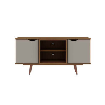 Manhattan Comfort 18PMC11 Hampton 53.54 TV Stand with 4 Shelves and Solid Wood Legs in Off White and Maple Cream