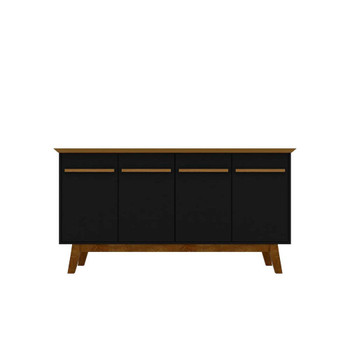 Manhattan Comfort 232BMC82 Yonkers 62.99 Sideboard with Solid Wood Legs and 2 Cabinets in Black and Cinnamon