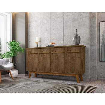 Manhattan Comfort 232BMC9 Yonkers 62.99 Sideboard with Solid Wood Legs and 2 Cabinets in Rustic Brown