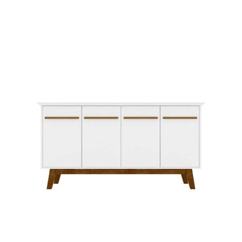 Manhattan Comfort 232BMC6 Yonkers 62.99 Sideboard with Solid Wood Legs and 2 Cabinets in White