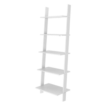 Manhattan Comfort 192AMC6 Cooper 5-Shelf  Floating Ladder Bookcase in White