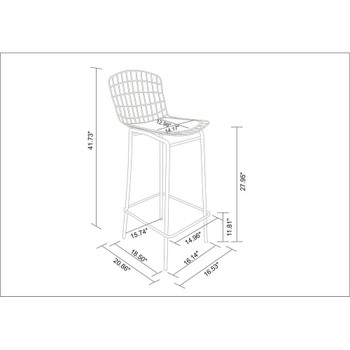 Manhattan Comfort 198AMC5 Madeline 41.73" Barstool with Seat Cushion in Rose Pink Gold and Black