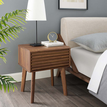 Modway Render End Table Nightstand EEI-3345-WAL Walnut