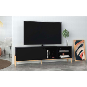 Manhattan Comfort 307AMC182 Bowery 72.83 TV Stand with 4 Shelves in Black and Oak