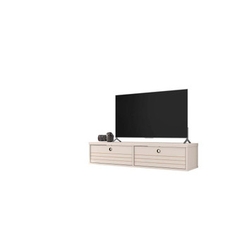 Manhattan Comfort 227BMC1 Liberty 42.28 Mid-Century Modern Floating Entertainment Center with 2 Shelves in Off White