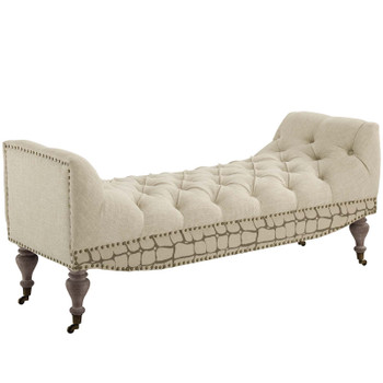 Modway Roland Vintage French Upholstered Fabric Bench EEI-3372-BEI Beige