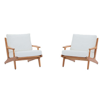 Modway Saratoga 2 Piece Outdoor Patio Teak Set EEI-3374-NAT-WHI-SET Natural White