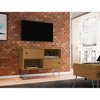 Manhattan Comfort 215BMC2 Baxter Mid-Century- Modern 35.43" TV Stand with 4 Shelves in Cinnamon