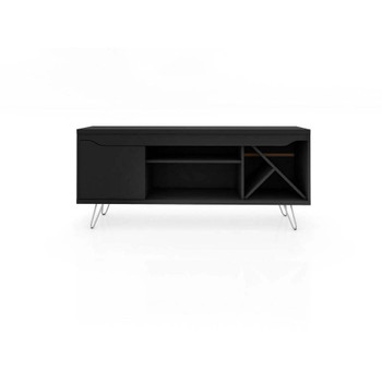 Manhattan Comfort 216BMC8 Baxter Mid-Century- Modern 53.54" TV Stand with Wine Rack in Black