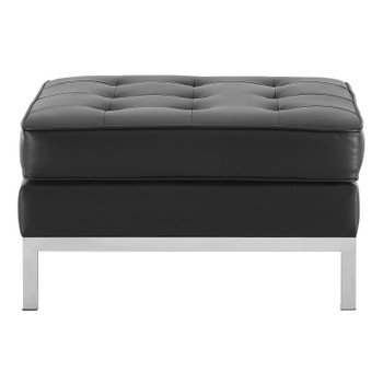 Modway Loft Tufted Upholstered Faux Leather Ottoman EEI-3394-SLV-BLK Silver Black