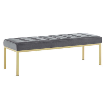 Modway Loft Gold Stainless Steel Leg Large Performance Velvet Bench EEI-3399-GLD-GRY Gold Gray