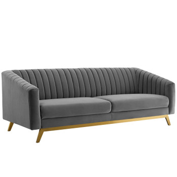 Modway Valiant Vertical Channel Tufted Performance Velvet Sofa EEI-3403-GRY Gray