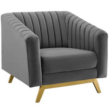 Modway Valiant Vertical Channel Tufted Performance Velvet Armchair EEI-3404-GRY Gray