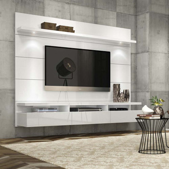 Manhattan Comfort 23852 Cabrini 2.2 Floating Wall Theater Entertainment Center in White Gloss