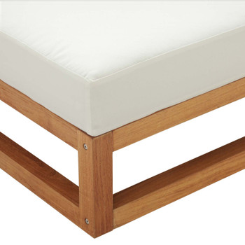 Modway Newbury Outdoor Patio Premium Grade A Teak Wood Ottoman EEI-3422-NAT-WHI Natural White