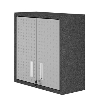 Manhattan Comfort 5GMC Fortress 30" Floating Textured Metal Garage Cabinet with Adjustable Shelves in Grey