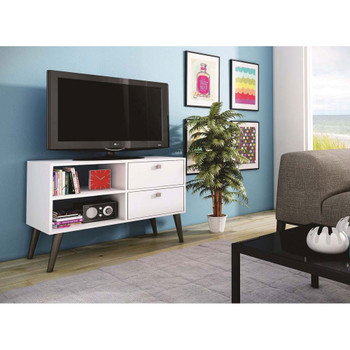 Manhattan Comfort 3AMC129 Dalarna TV Stand with 2 shelves in White