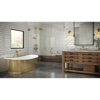 Malibu Lido Oval Soaking Bathtub, 64-Inch by 28-Inch by 26-Inch, Smooth Brass