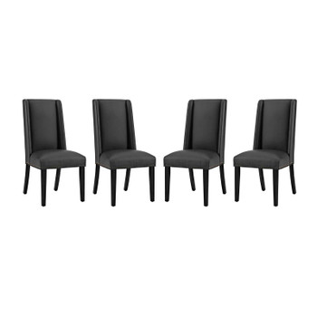 Modway Baron Dining Chair Vinyl Set of 4 EEI-3502-BLK Black