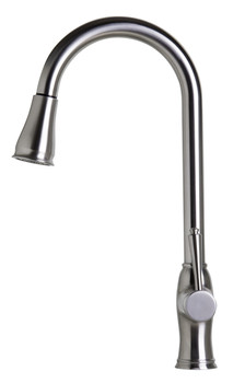 ALFI brand AB2043-BSS Traditional Solid Brushed Stainless Steel Pull Down Kitchen Faucet