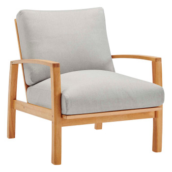 Modway Orlean Outdoor Patio Eucalyptus Wood Lounge Armchair EEI-3698-NAT-LGR Natural Light Gray