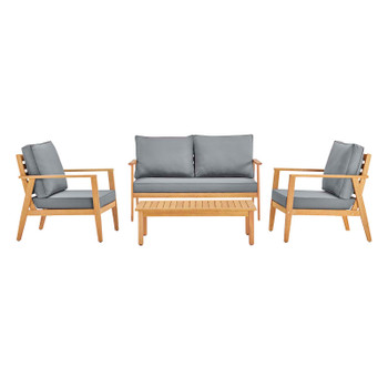 Modway Syracuse Outdoor Patio Upholstered 4 Piece Furniture Set EEI-3705-NAT-GRY Natural Gray