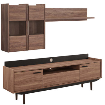 Modway Visionary 2 Piece Entertainment Center EEI-3730-WAL-BLK-SET Walnut Black