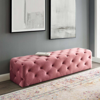 Modway Amour 72" Tufted Button Entryway Performance Velvet Bench EEI-3772-DUS Dusty Rose