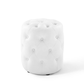 Modway Amour Tufted Button Round Faux Leather Ottoman EEI-3777-WHI White