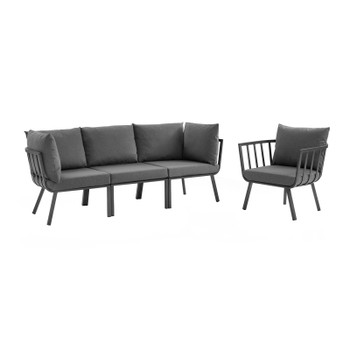 Modway Riverside 4 Piece Outdoor Patio Aluminum Set EEI-3784-SLA-CHA Gray Charcoal