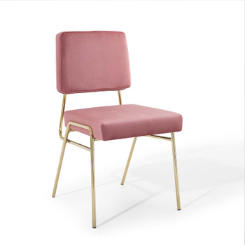 Modway Craft Performance Velvet Dining Side Chair EEI-3804-GLD-DUS Gold Dusty Rose